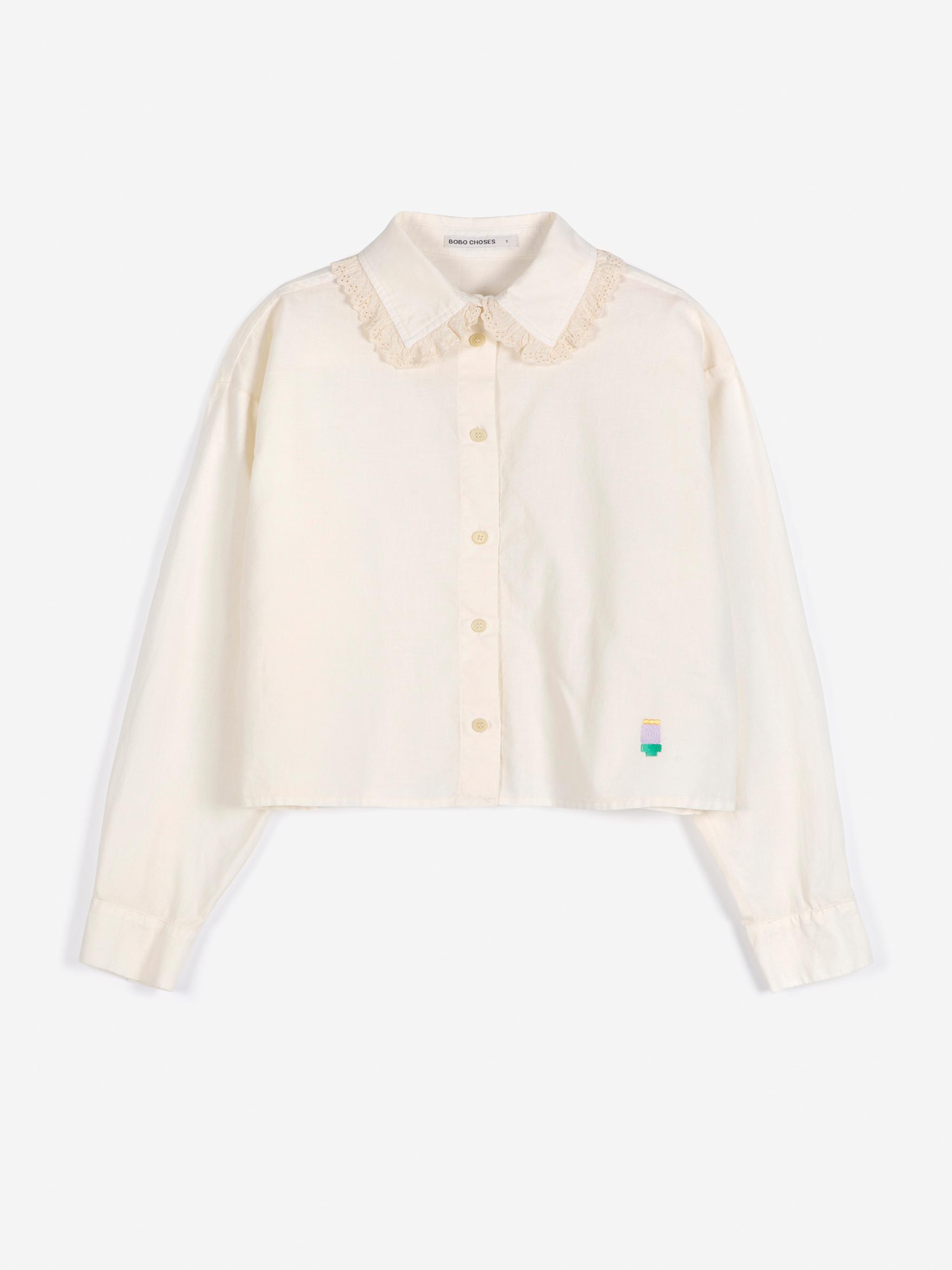 Bobo Choses Lace Ending Poplin Shirt Offwhite Damen Bluse weiß